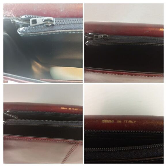 Vintage made in Italy leather burgundy shoulder bag with adjustable straps - Picture 10 of 12